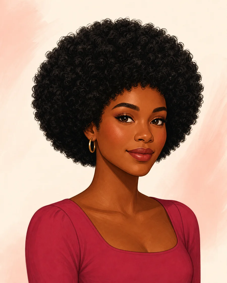 Rounded Afro Shape · AI-generated hairstyle example