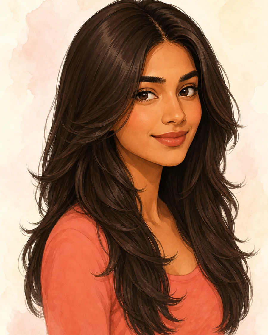 Face-framing Layers · AI-generated hairstyle example