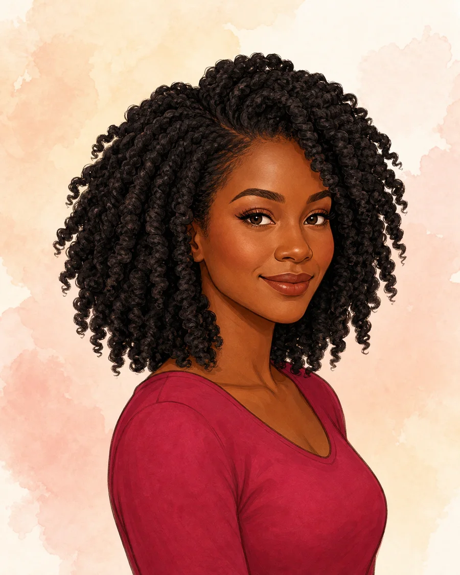Layered Twist-out Shape · AI-generated hairstyle example