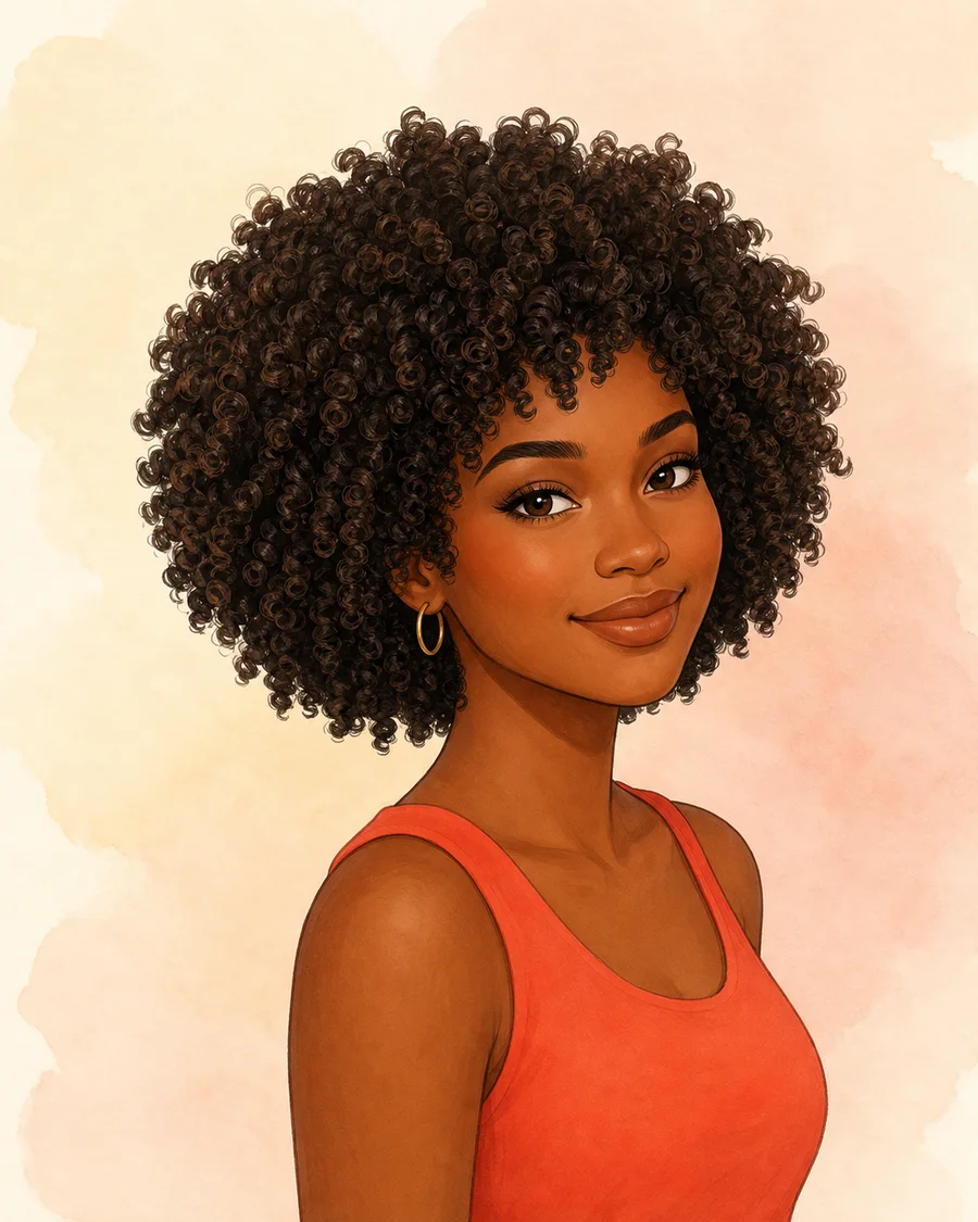 Rounded Natural Curls · AI-generated hairstyle example
